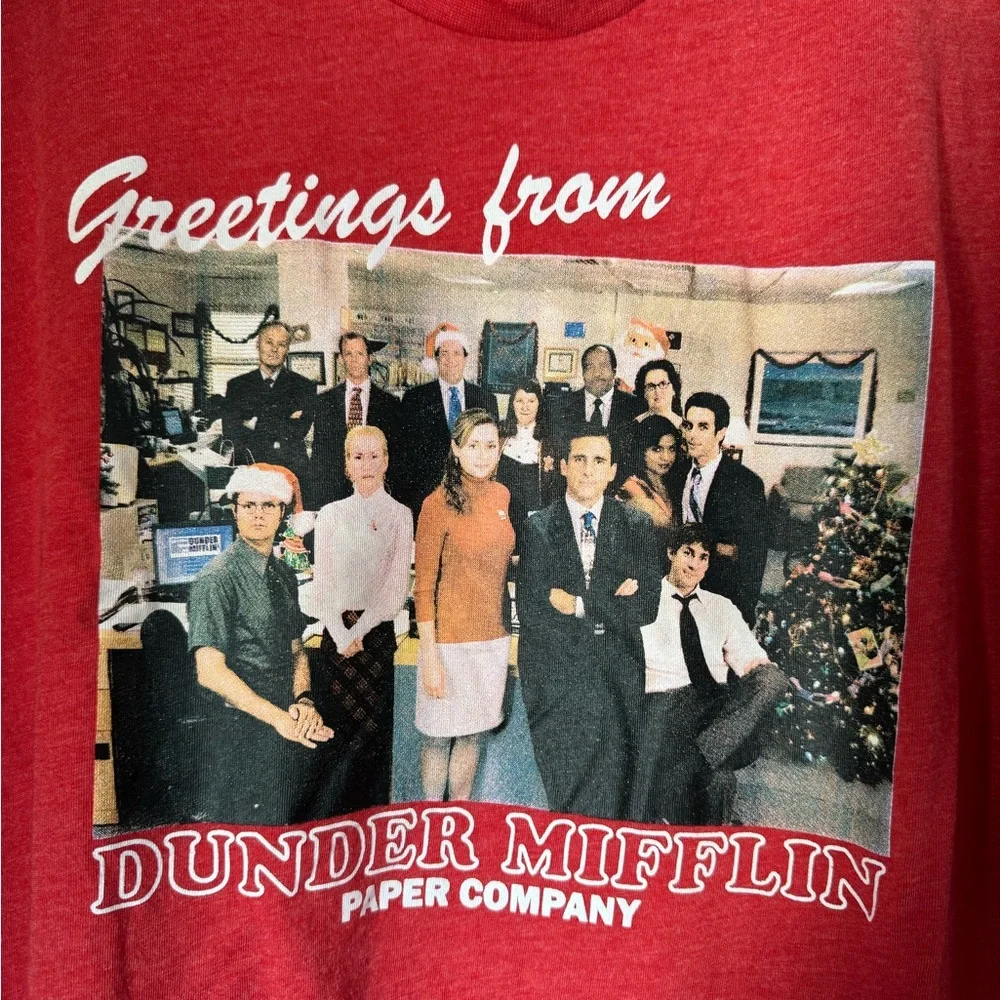 The Office - Greetings From Dunder Mifflin Paper Company Holiday T-shirt - Picture 2 of 4